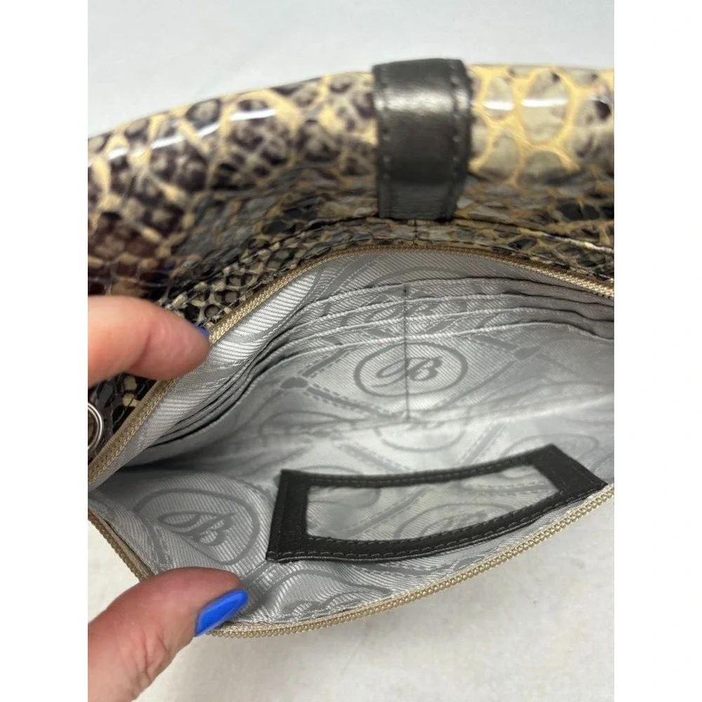 BRIGHTON Foldover Flap Studded Clutch Snake Patent Leather NO STRAP‎